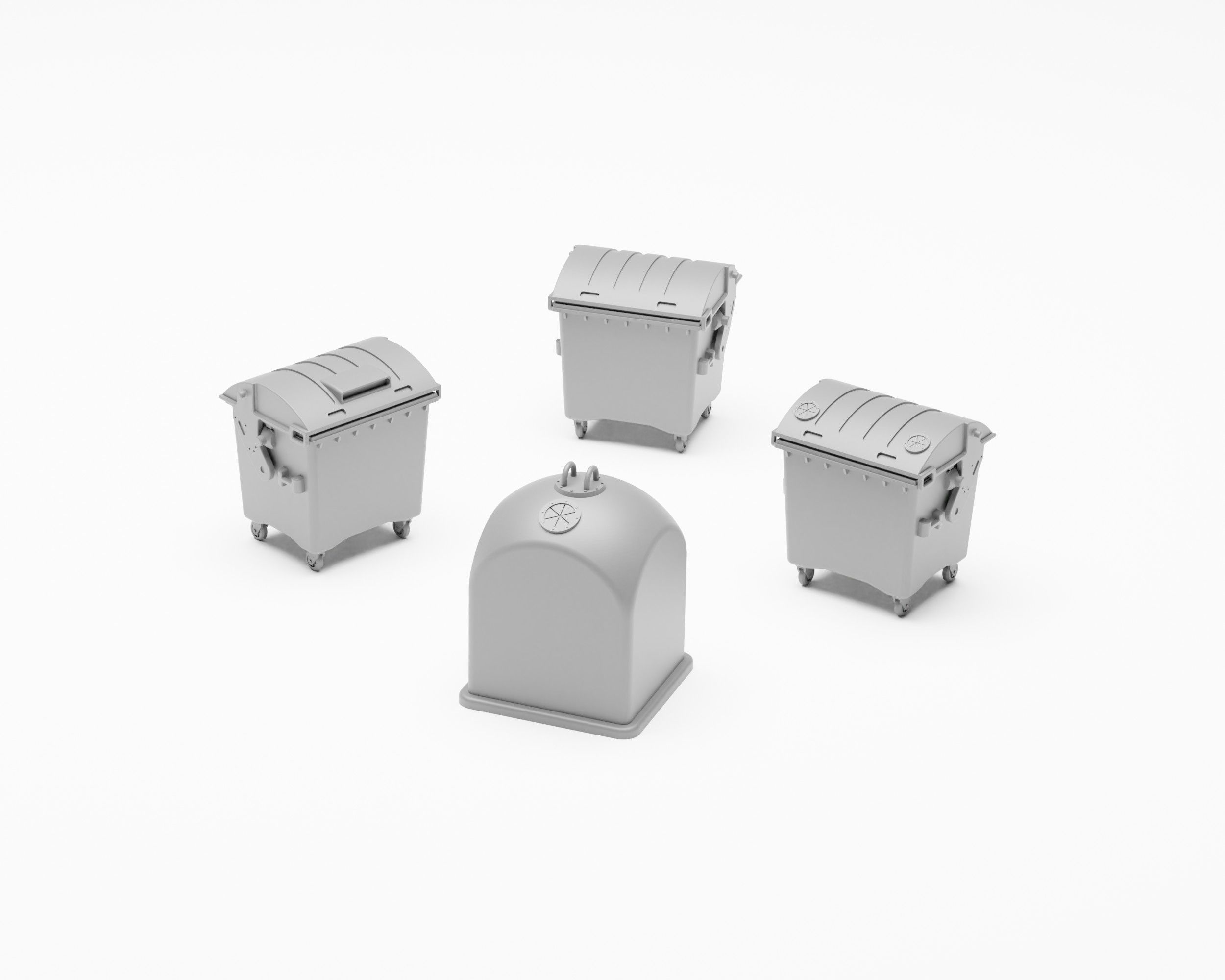 Garbage pack Set of 13 containers and bins in H0 scale 3D model 3D