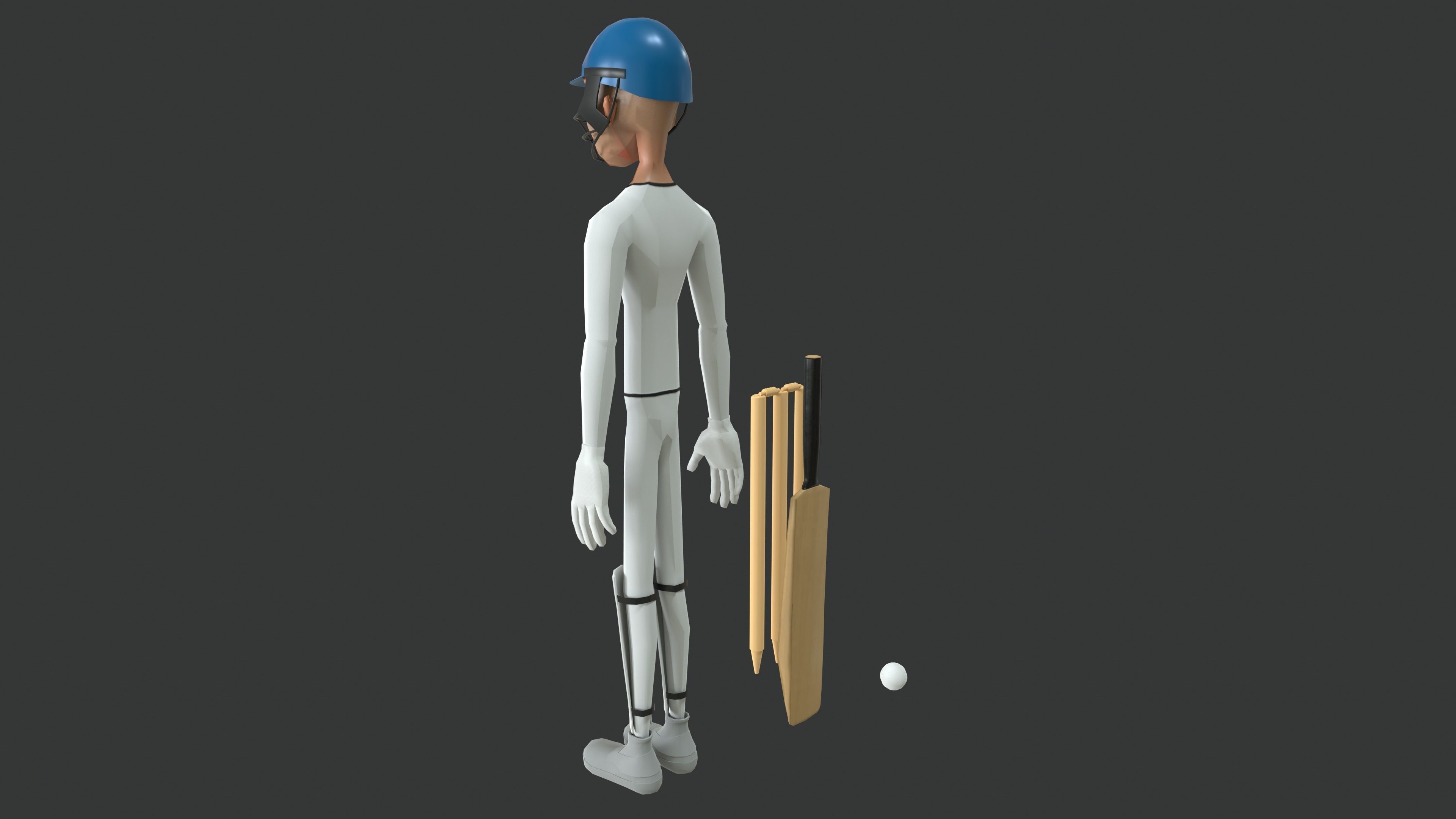 3D model Batsman with cricket kits VR / AR / lowpoly CGTrader