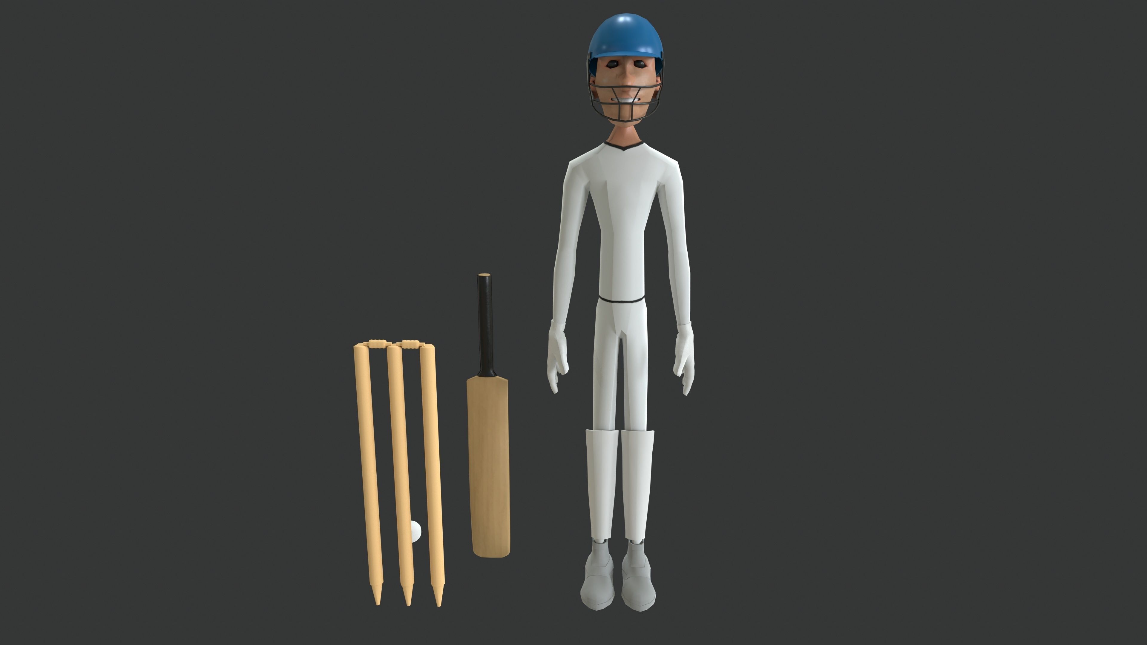3D model Batsman with cricket kits VR / AR / lowpoly CGTrader