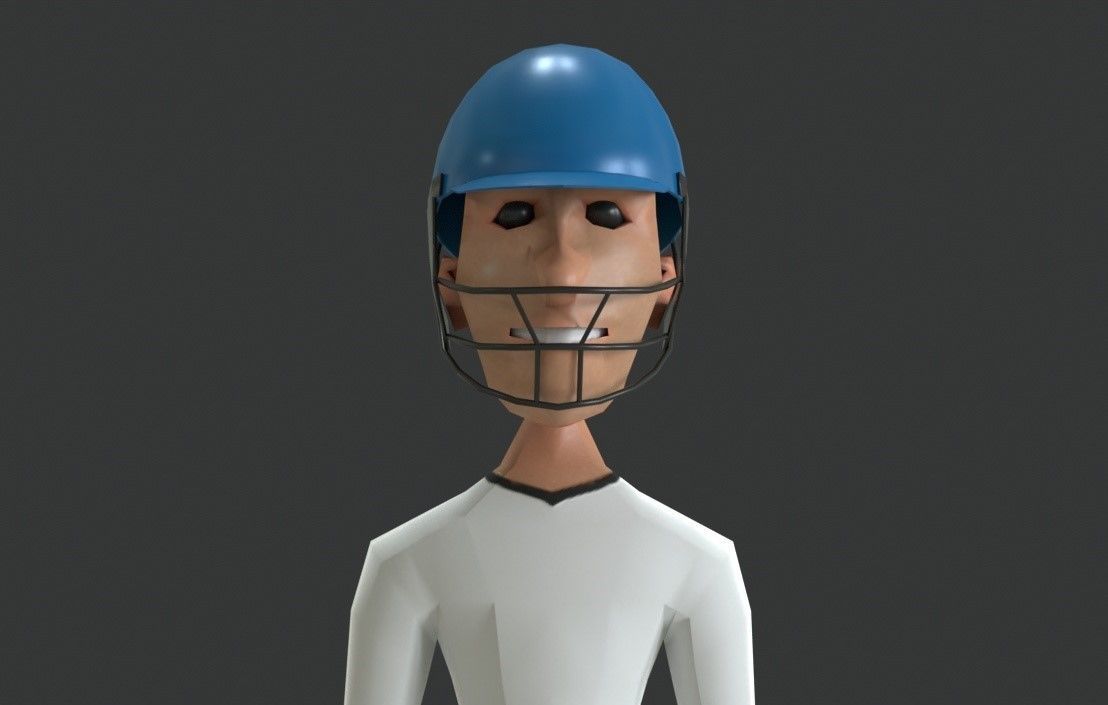 3D model Batsman with cricket kits VR / AR / lowpoly CGTrader