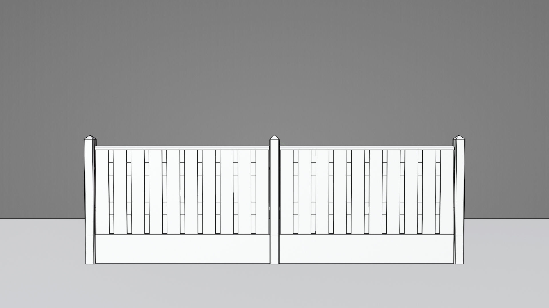 Garden Fence Building Kit Anthracite poles with pyramid top 3D model