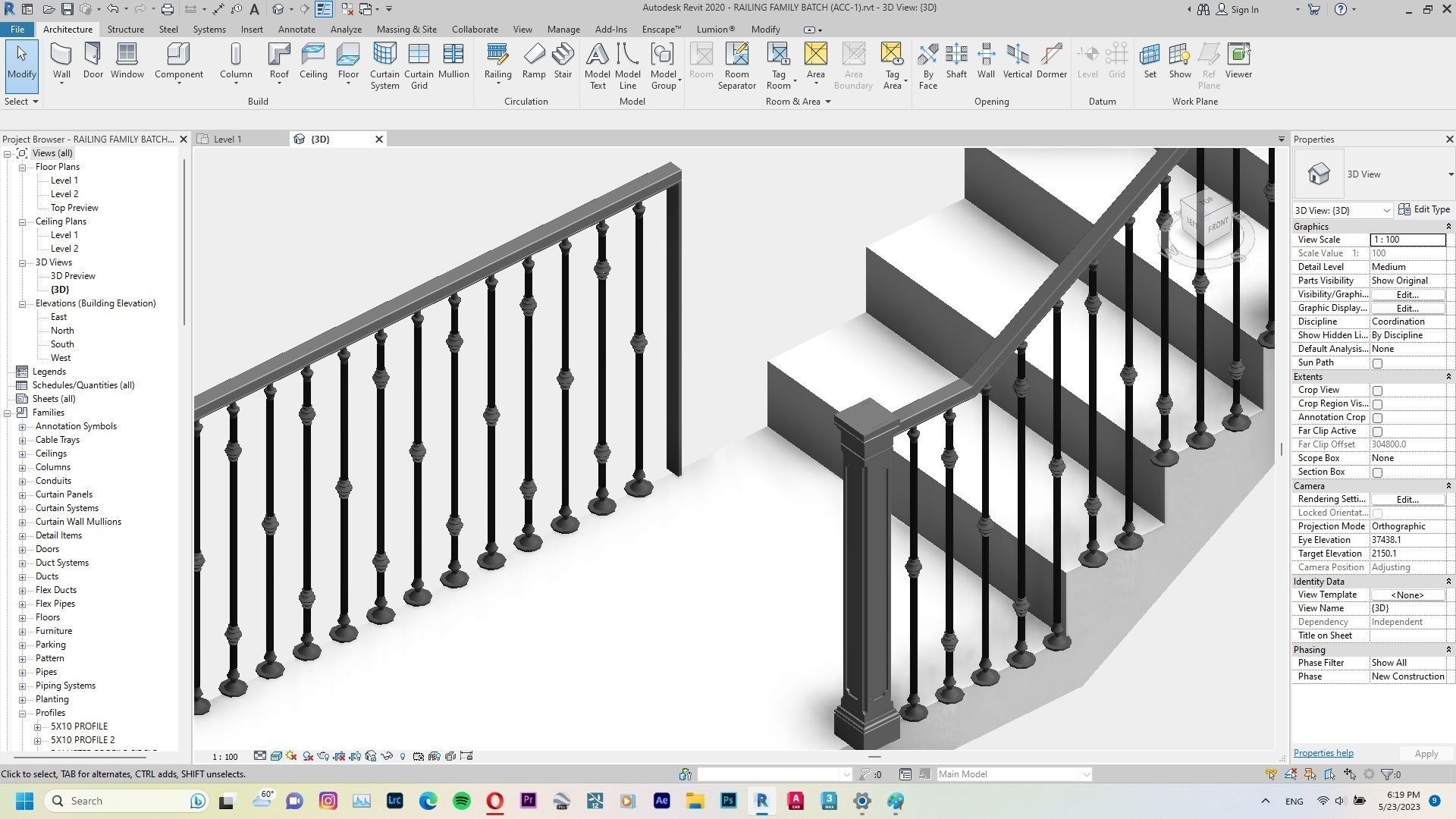 Railing Revit Family Batch 3D model CGTrader