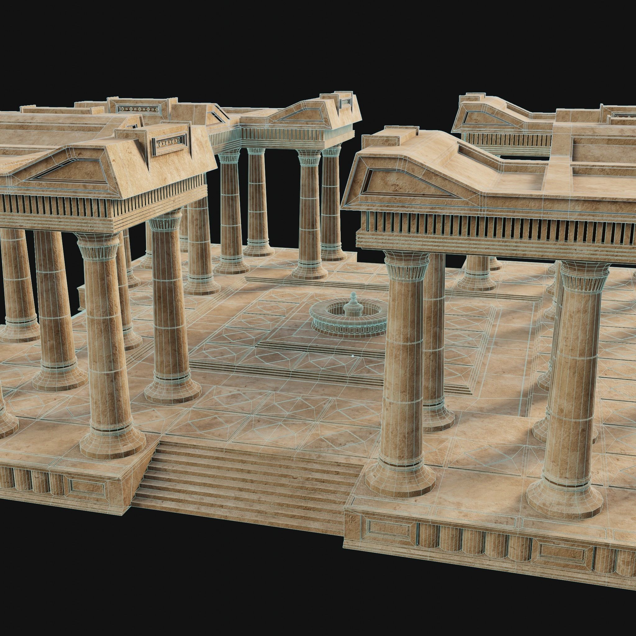 3D model EGYPTIAN ANCIENT ATRIUM TEMPLE EGYPT BATHHOUSE COLLECTION VR / AR / lowpoly CGTrader