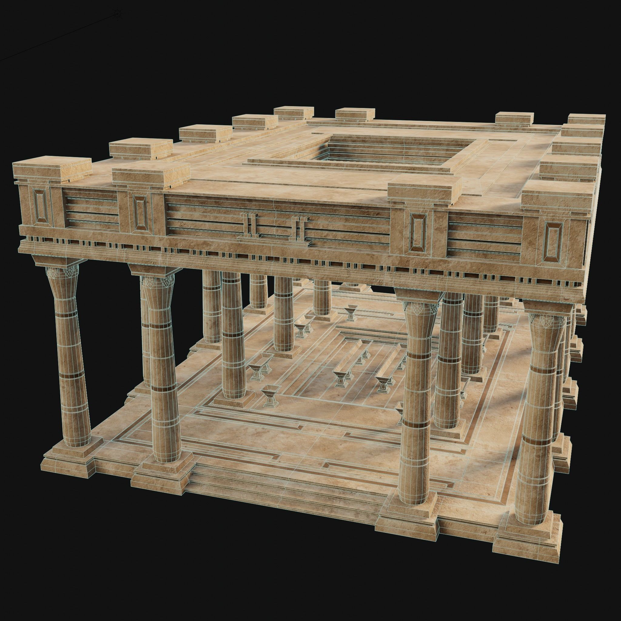 3D model EGYPTIAN ANCIENT ATRIUM TEMPLE EGYPT BATHHOUSE COLLECTION VR / AR / lowpoly CGTrader