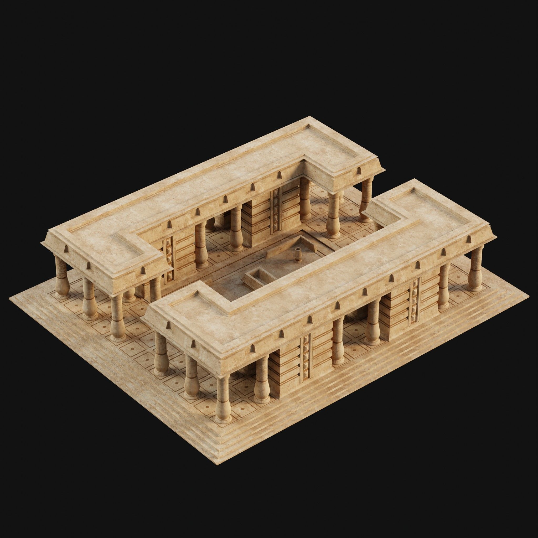 3D model EGYPTIAN ANCIENT ATRIUM TEMPLE EGYPT BATHHOUSE COLLECTION VR / AR / lowpoly CGTrader