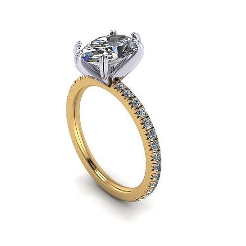 Pave Oval Wedding Ring 3D model 3D printable CGTrader