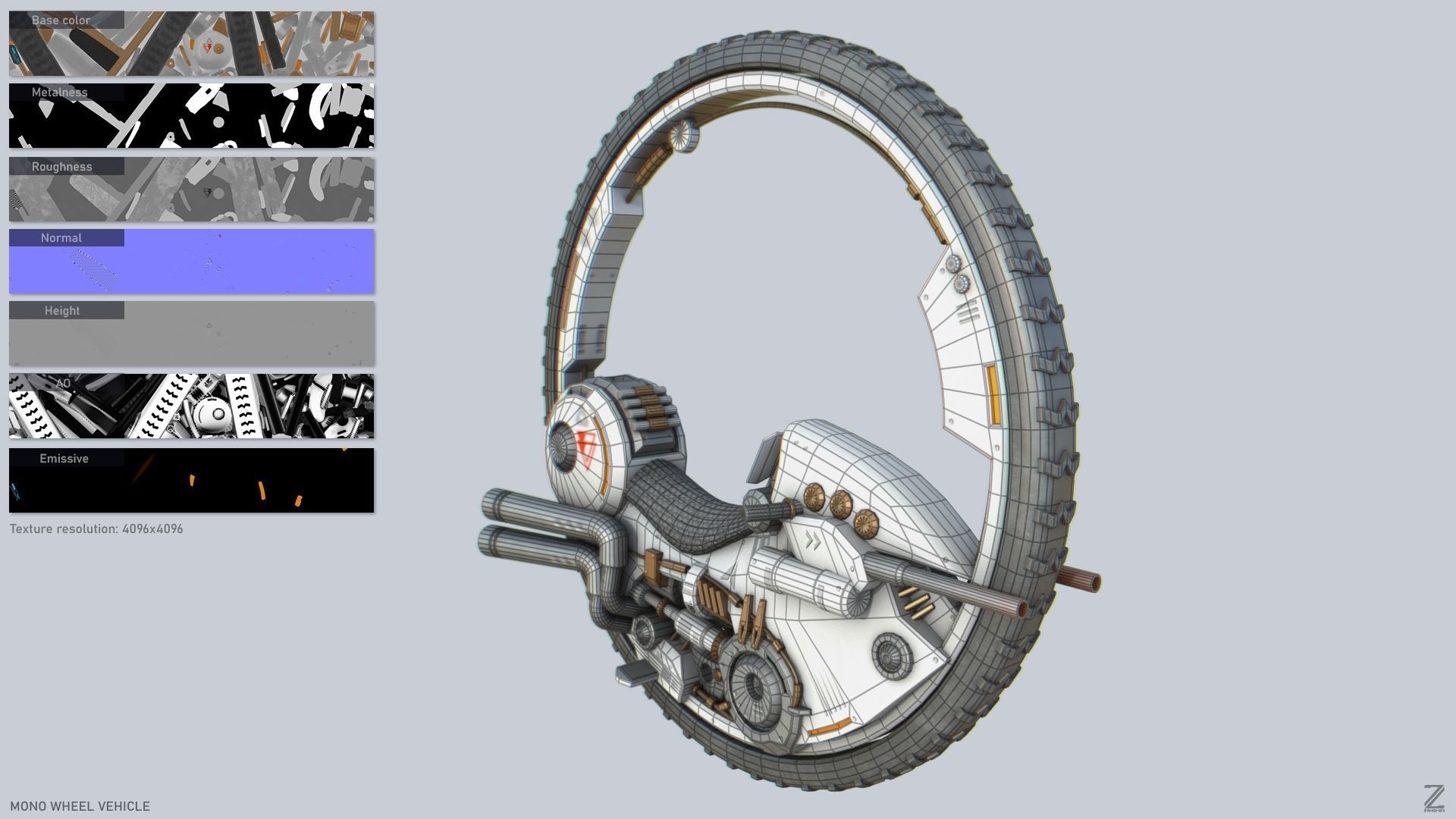 3D model Mono wheel vehicle VR / AR / low-poly | CGTrader