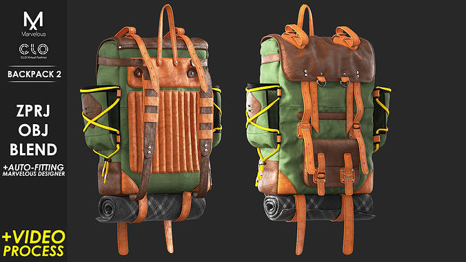 Process of Creating Backpack 2 - Marvelous - CLO Project file 3D model ...