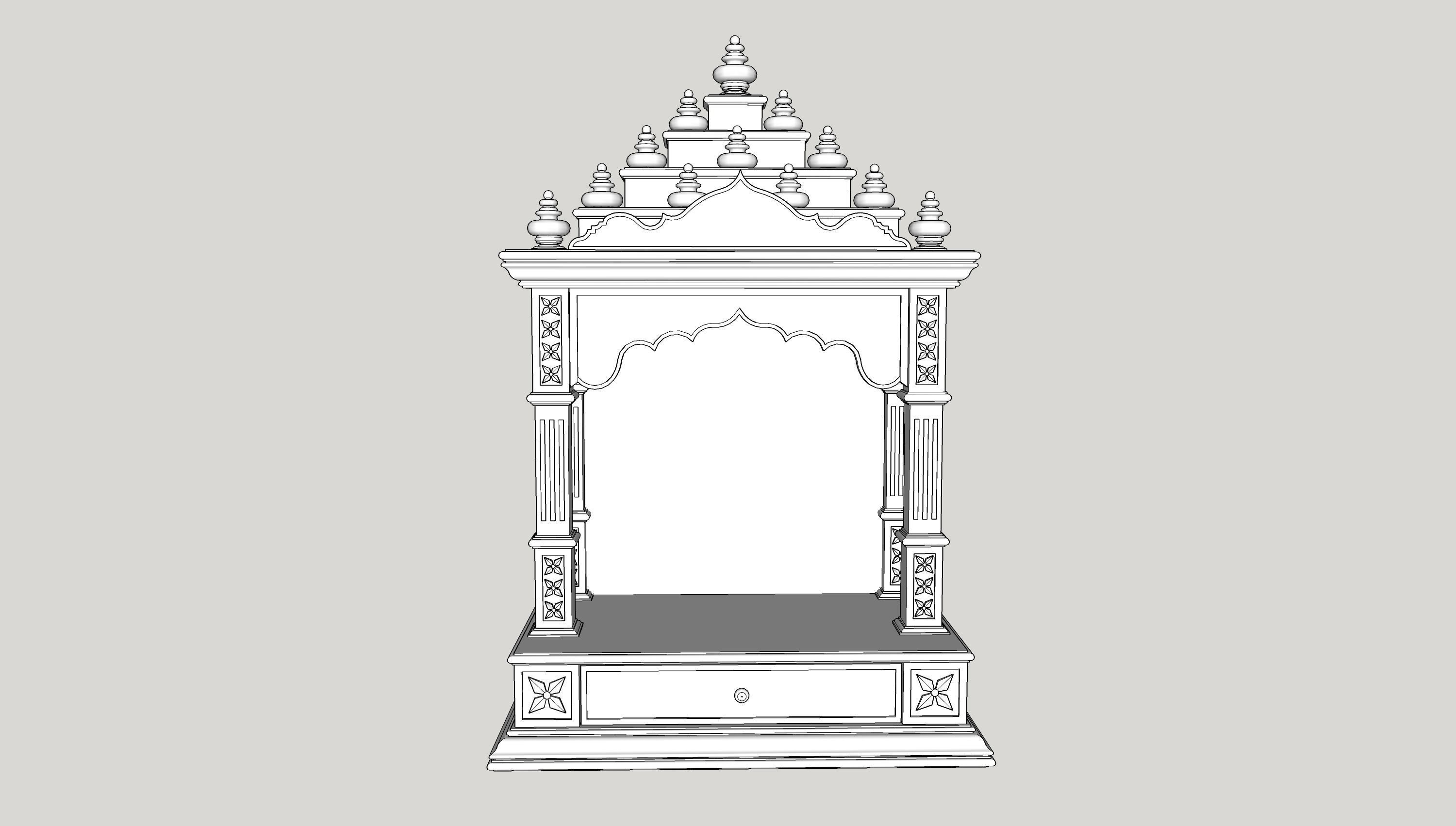 3D model indian jodhpuri stone jharokha temple VR / AR / lowpoly