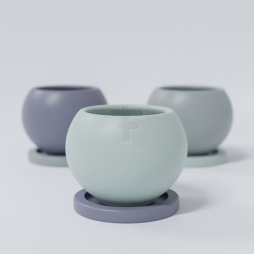 Round cactus pot size 12 mm with tray PP002 3D model 3D printable