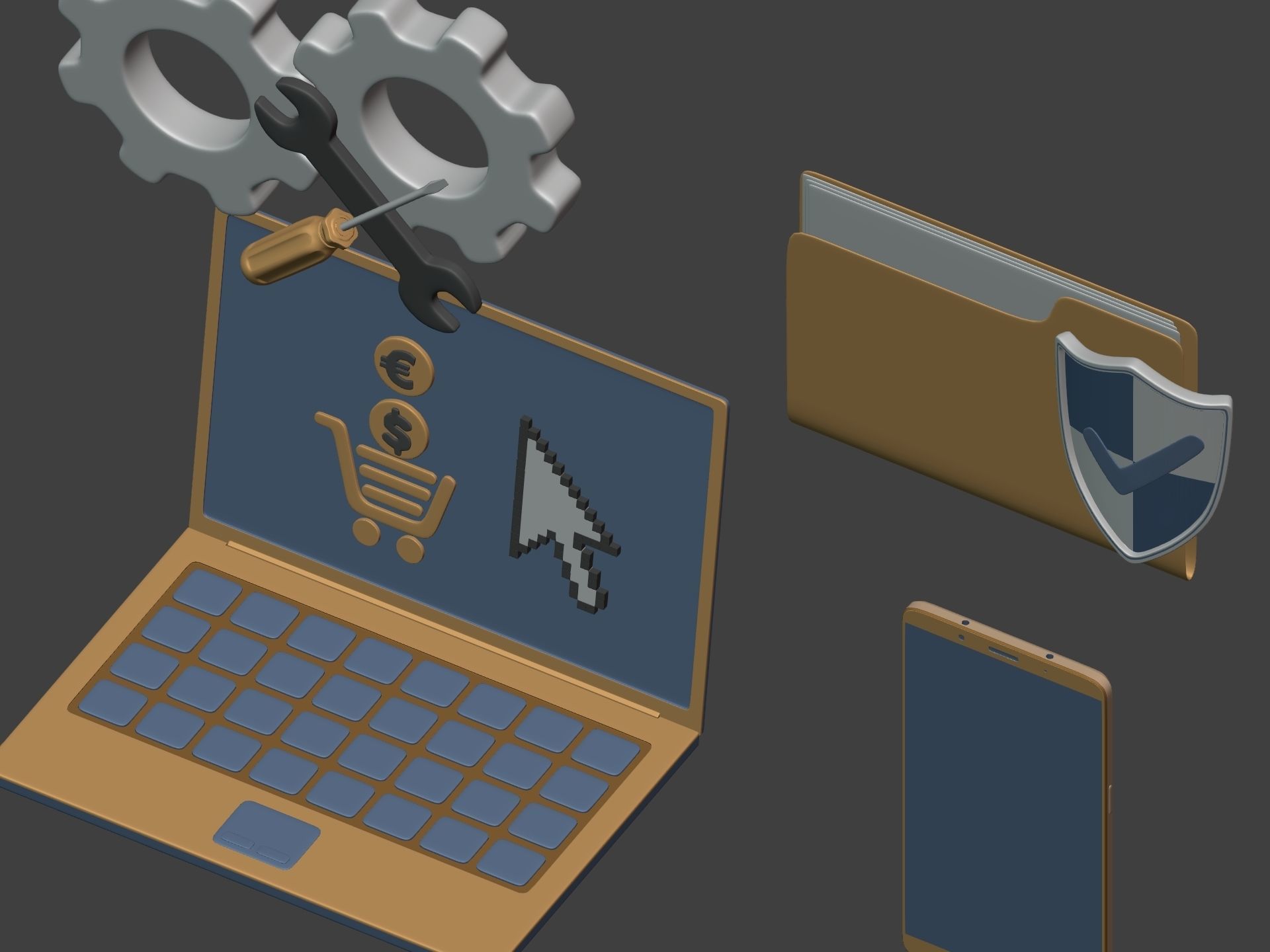 3D model Network Security Icons Pack VR / AR / low-poly | CGTrader