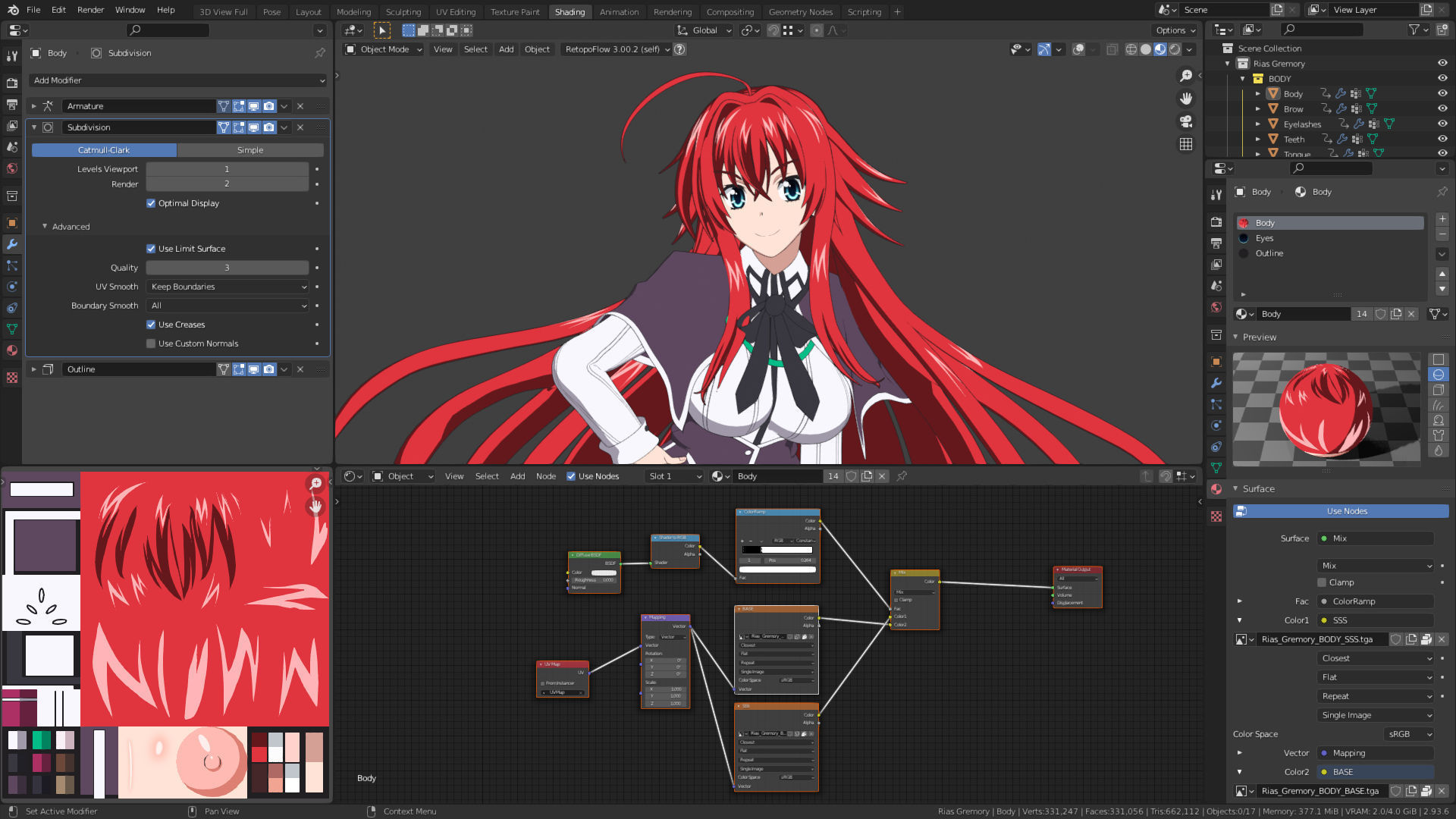 Rias Gremory - High School DXD - 3D Model Blender 3D model animated ...