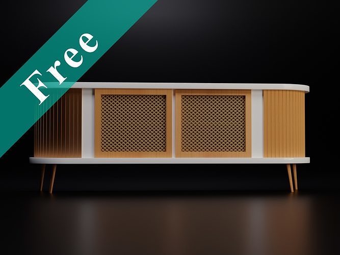 Mid-Century Modern Buffet Cabinet free 3D model | CGTrader