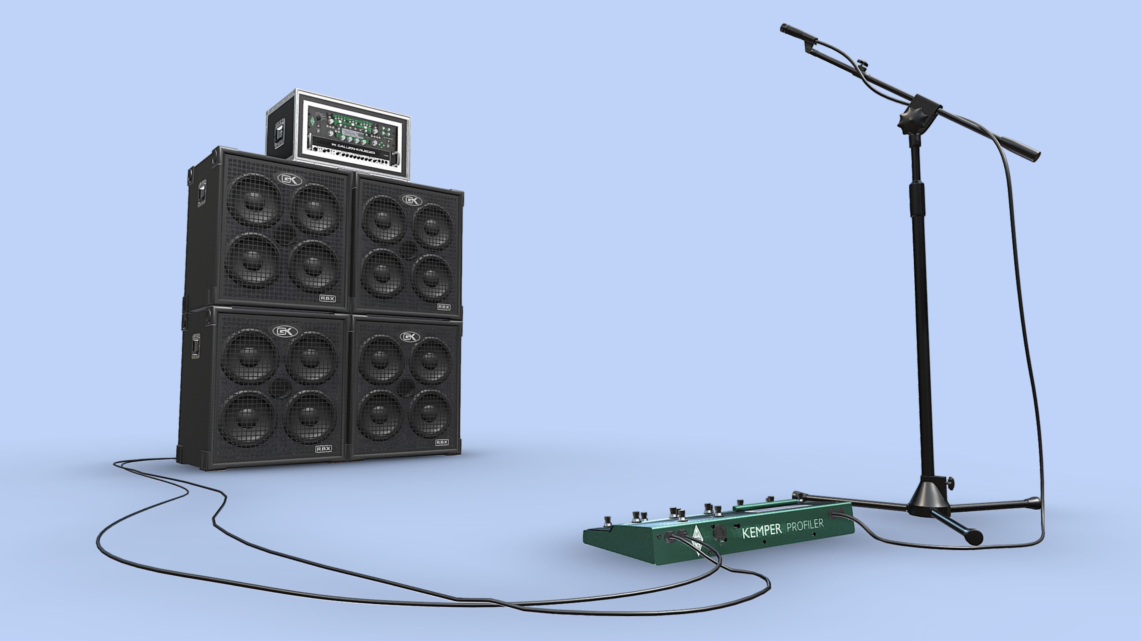 BASS RIG KEMPERGALLIEN KRUEGERSHURE SM57 free 3D model CGTrader