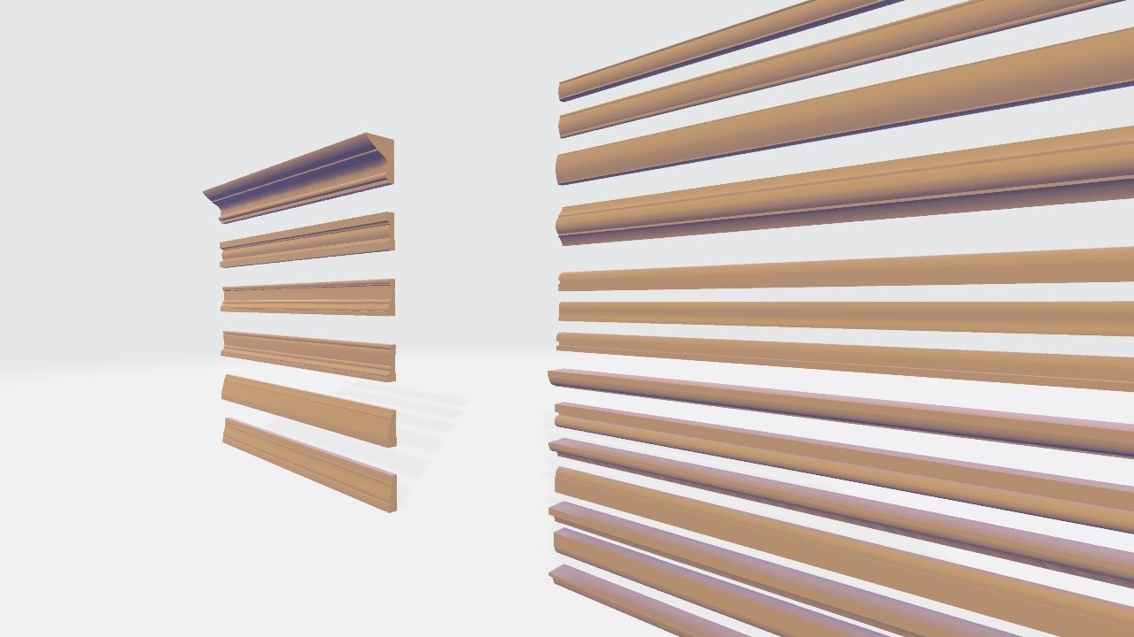 3D model Moldings Collection 3 20 classical moldings profiles VR / AR