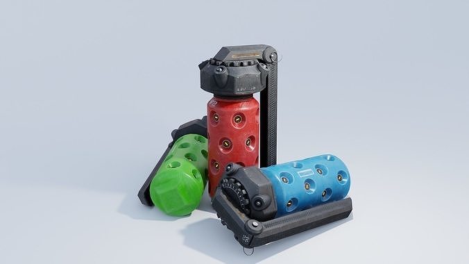 3D model Sci-fi Flashbang Grenade 4K and 2K Textures VR / AR / low-poly ...