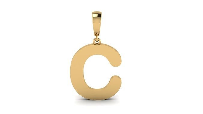 Pendant Alphabet Letter 15 mm Arial Rounded C 3D model 3D printable ...