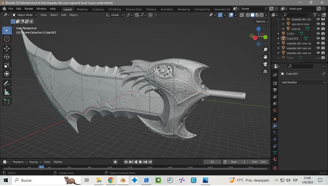 God Of War Ragnarok Blades Of Chaos lv5 3d print 3D model 3D printable
