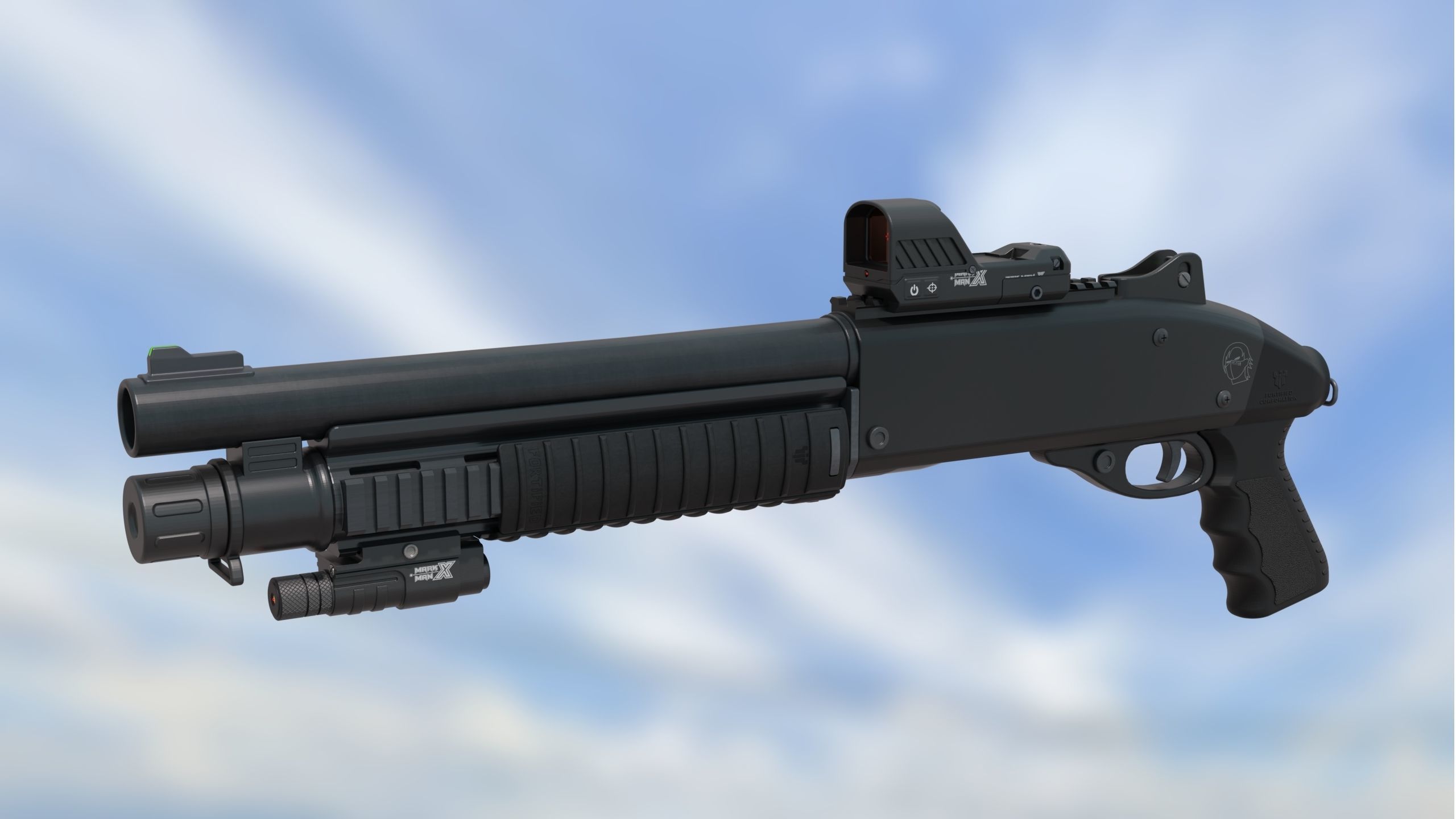Shotgun SemiAuto Short Gasp 890 3D model CGTrader