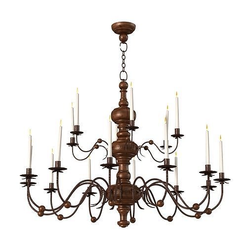 Monumental Wooden Candelabra Large chandelier 3D model CGTrader