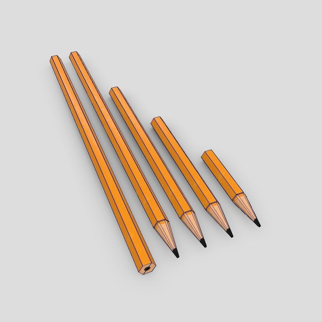 3D model Pencil Sizes VR / AR / lowpoly CGTrader