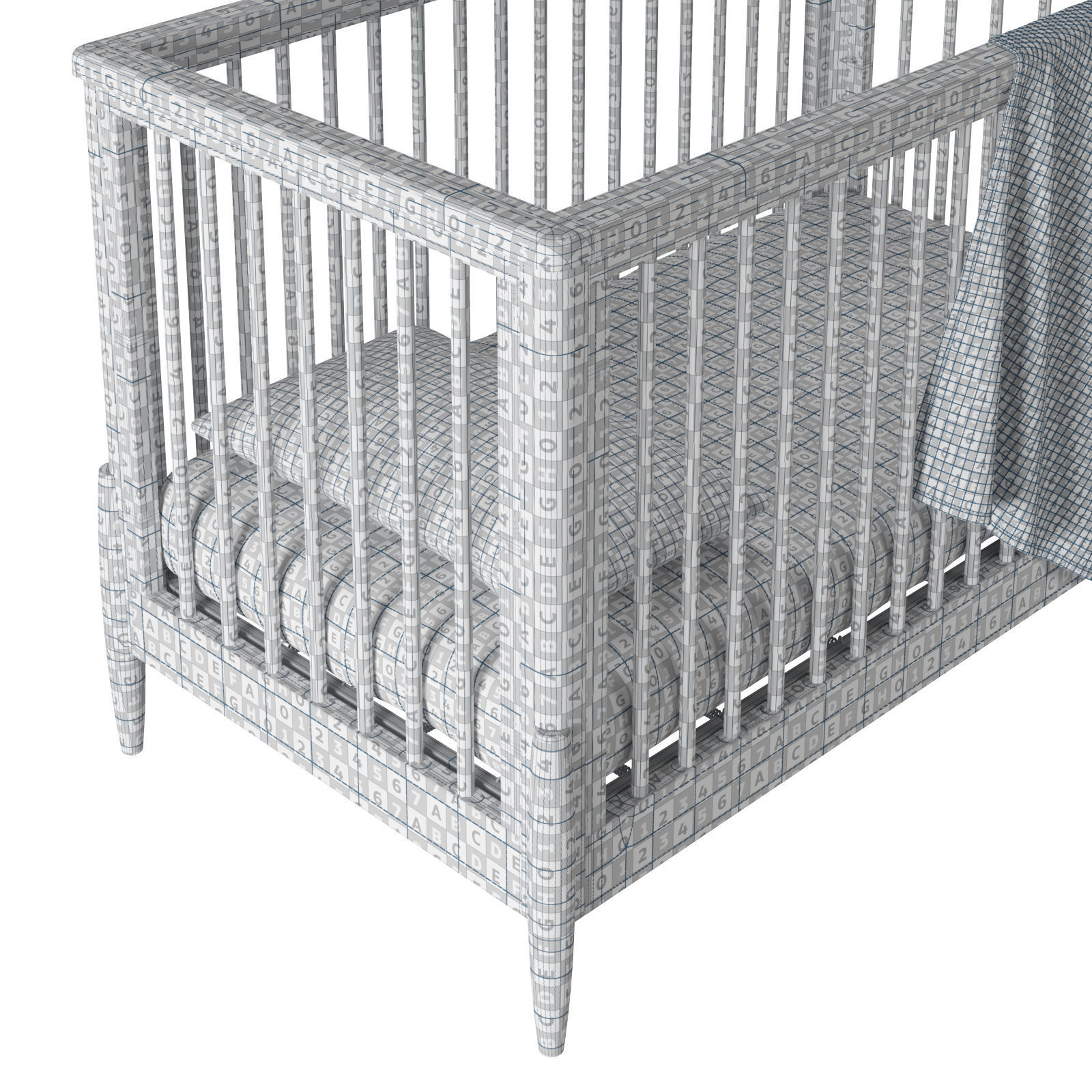 3D model Crate and Barrel Bodie Natural Oak Wood Baby Crib VR / AR ...