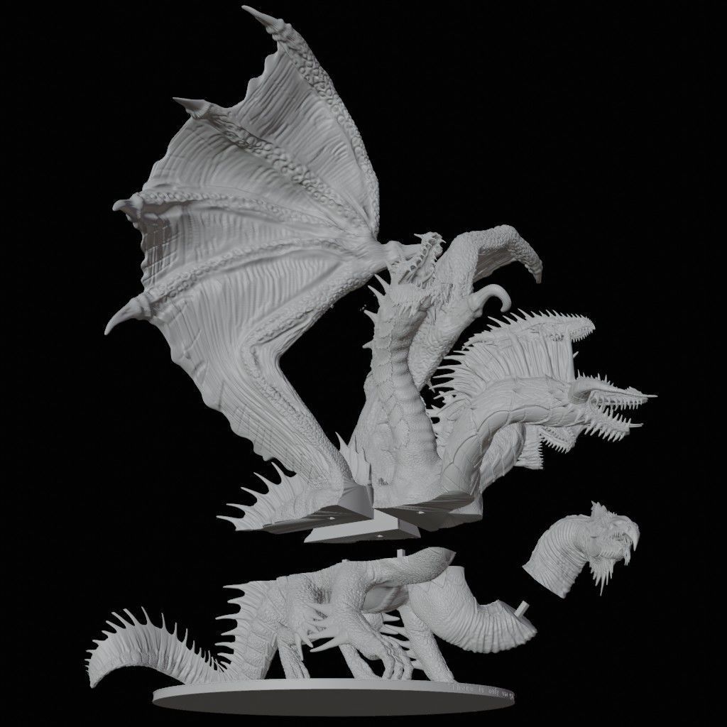 Tiamat - The Five Headed Dragon Miniature 3D model 3D printable | CGTrader