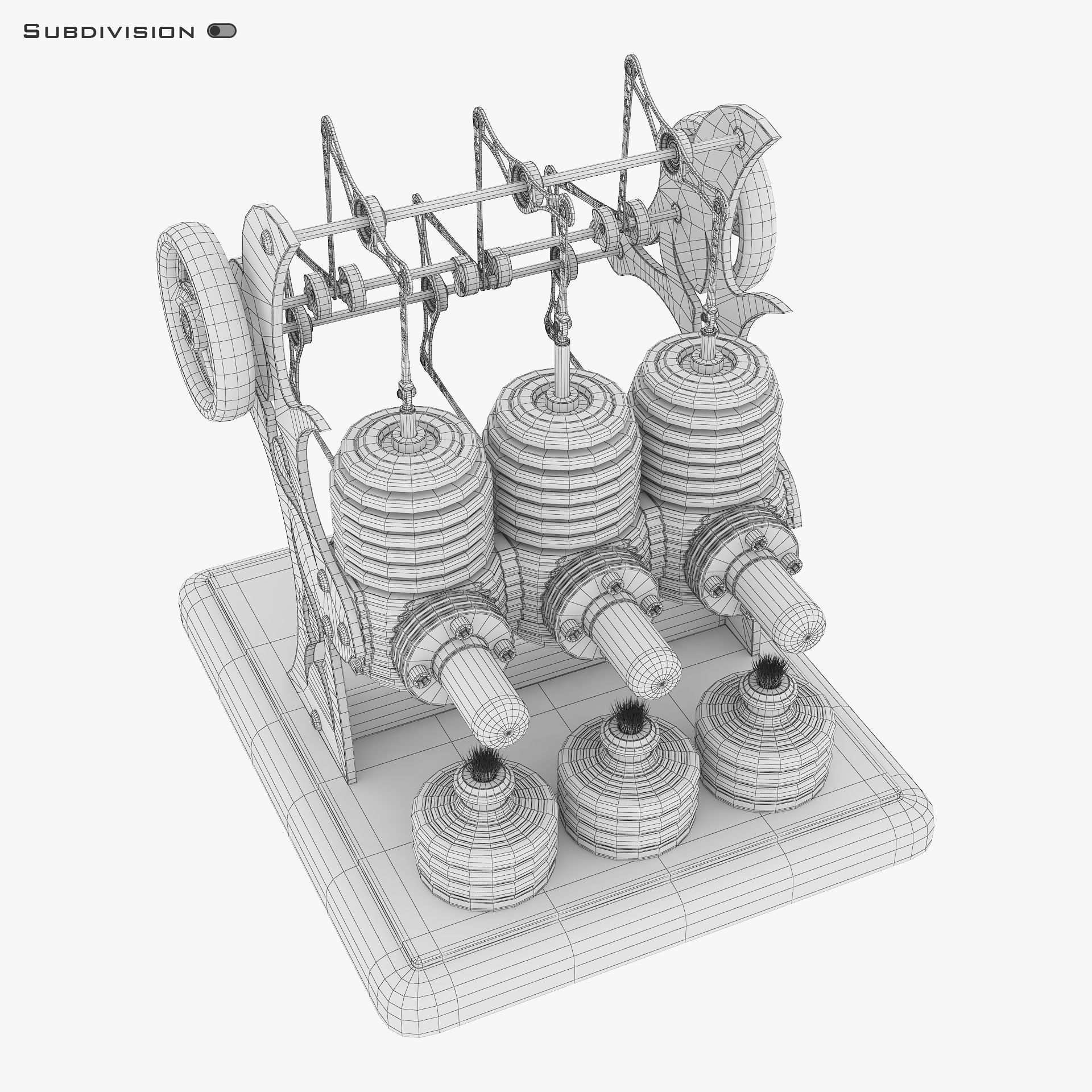 Stirling Engine Triple v 1 3D model CGTrader