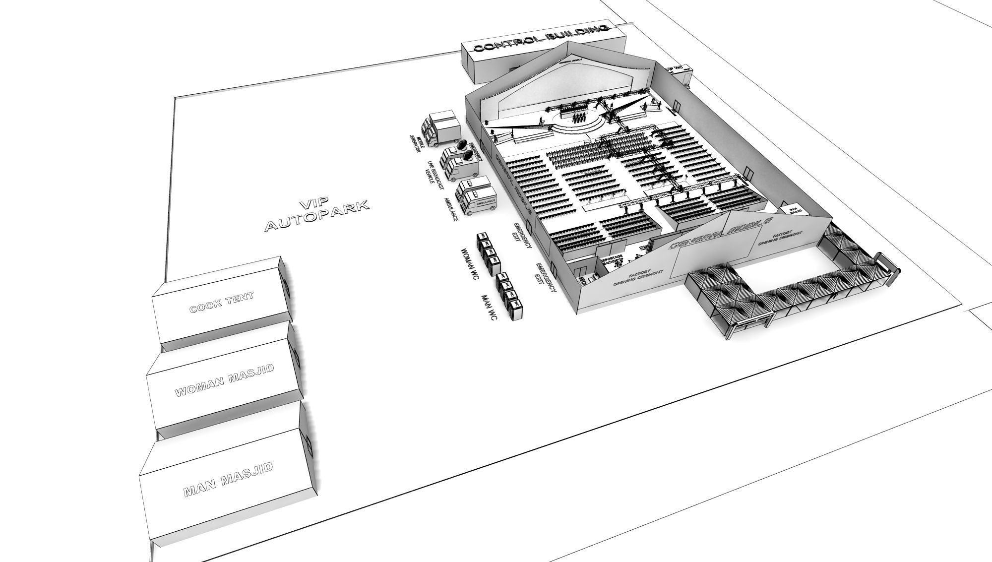Big Tent Factory Opening Ceremony 3D model CGTrader