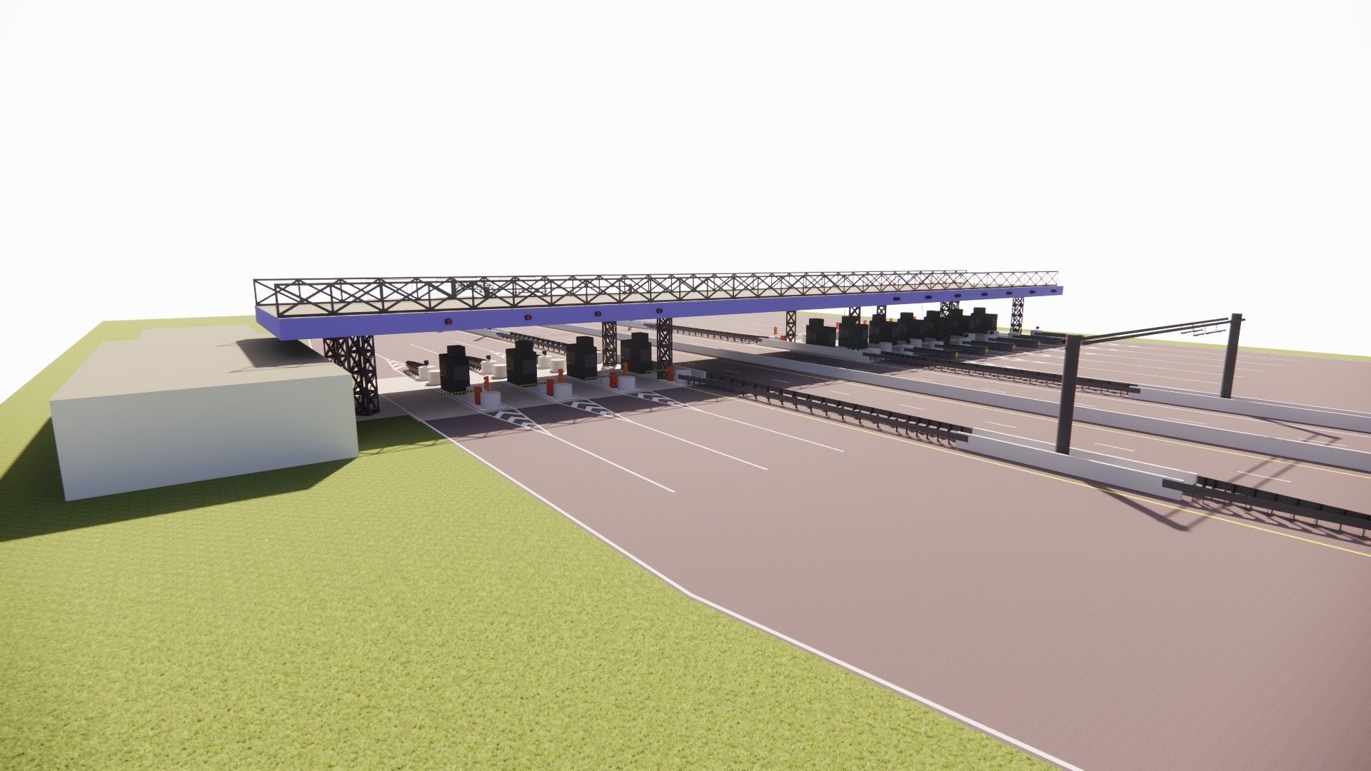 Highway TollGateToll Booth 3D model animated rigged CGTrader