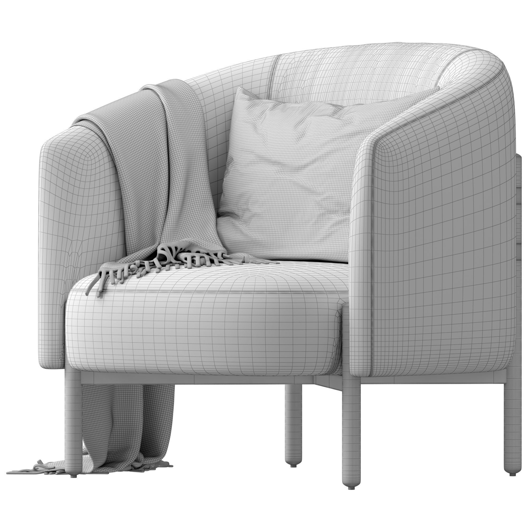 Westelm Oak Column Leg Chair 3D model CGTrader