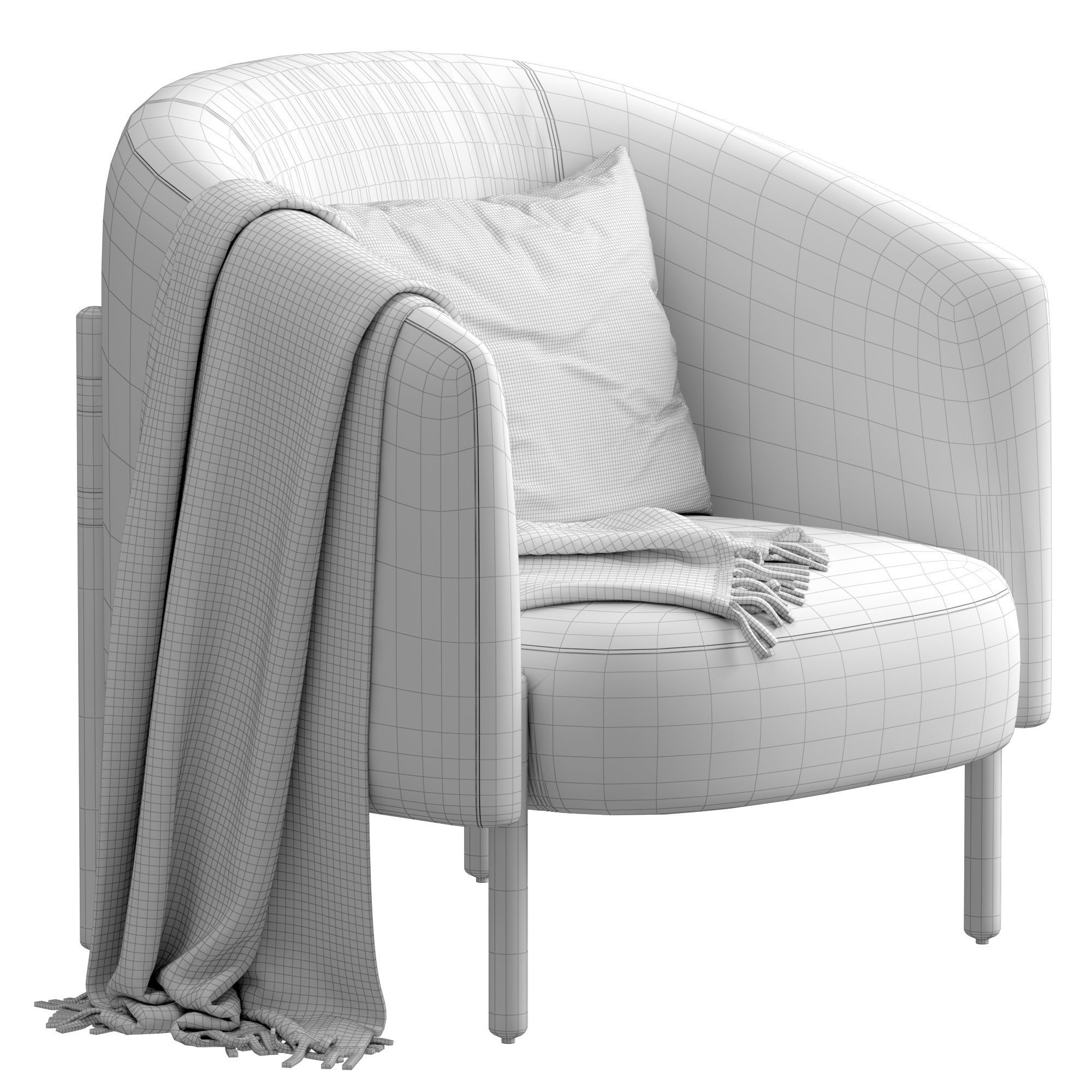 Westelm Oak Column Leg Chair 3D model CGTrader