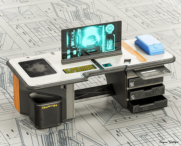 3D model Scifi Stylized Office Table PBR VR / AR / lowpoly CGTrader