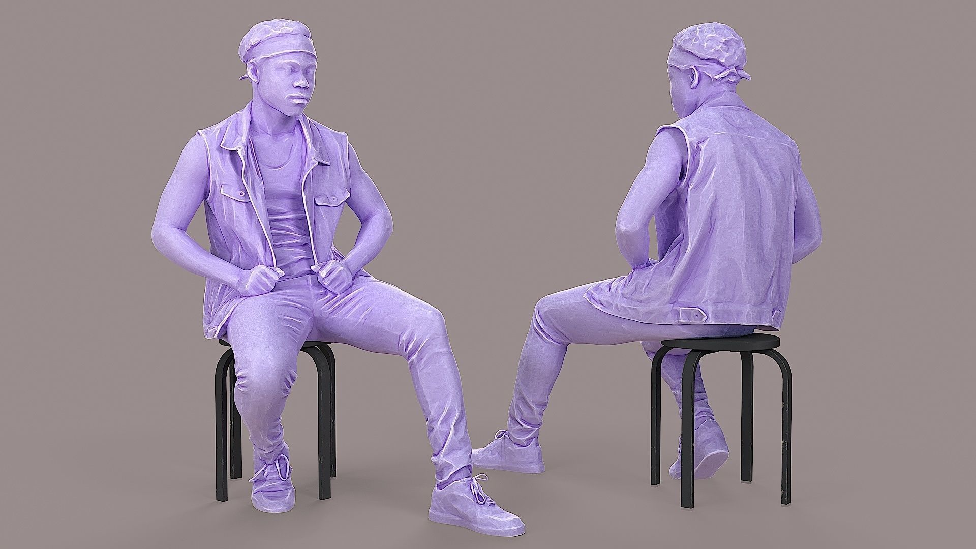 Sitting Man Bandana Clad Denim Rebel 3D model CGTrader