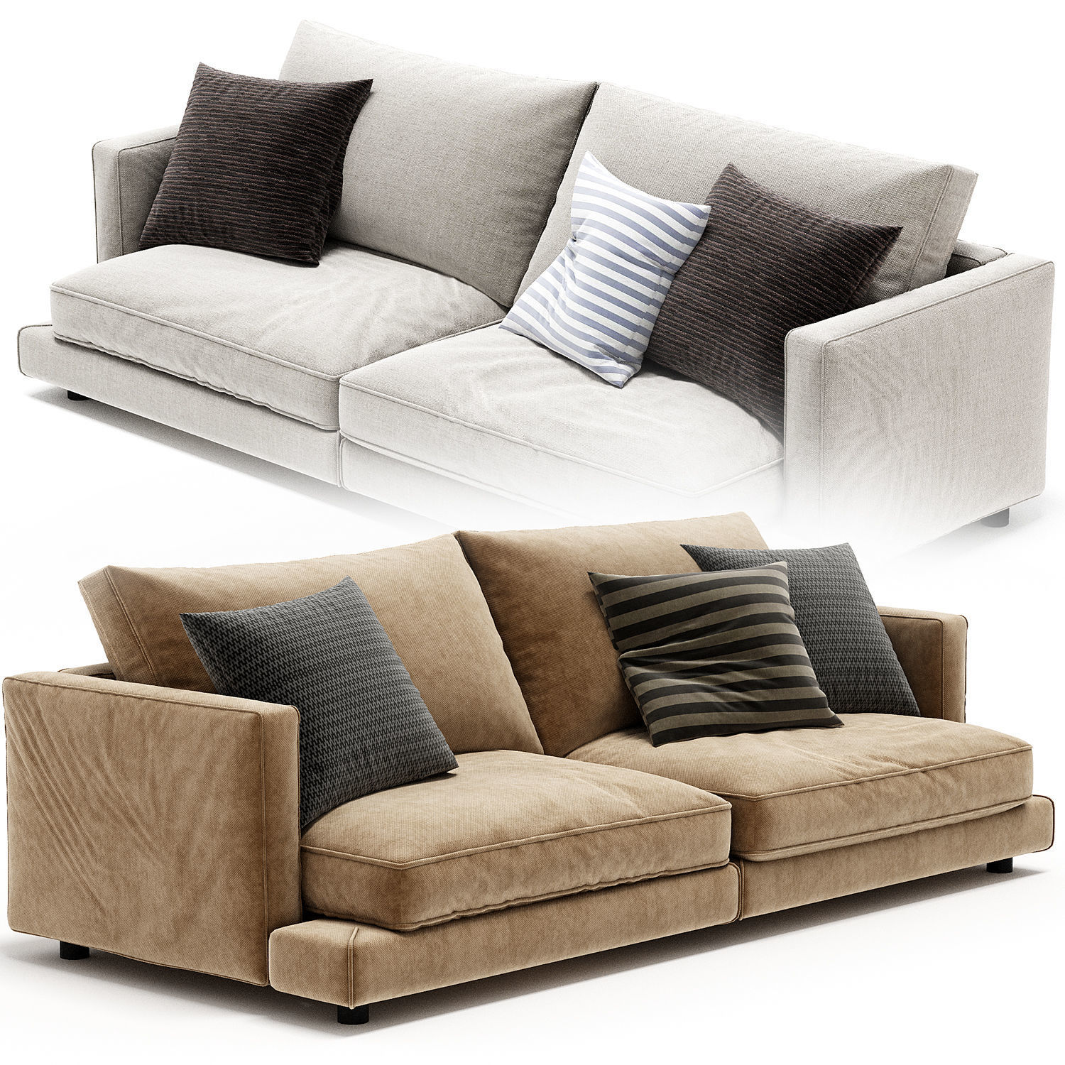 Flexform Long Island 2 Seats Sofa 3D model CGTrader