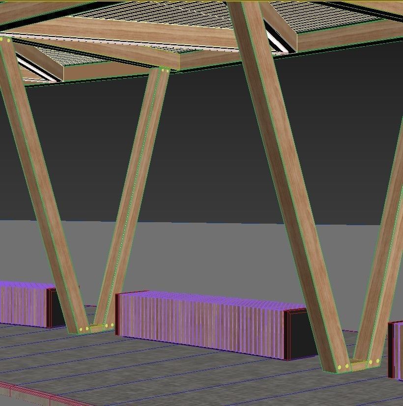Pergola with swings benches 3D model | CGTrader