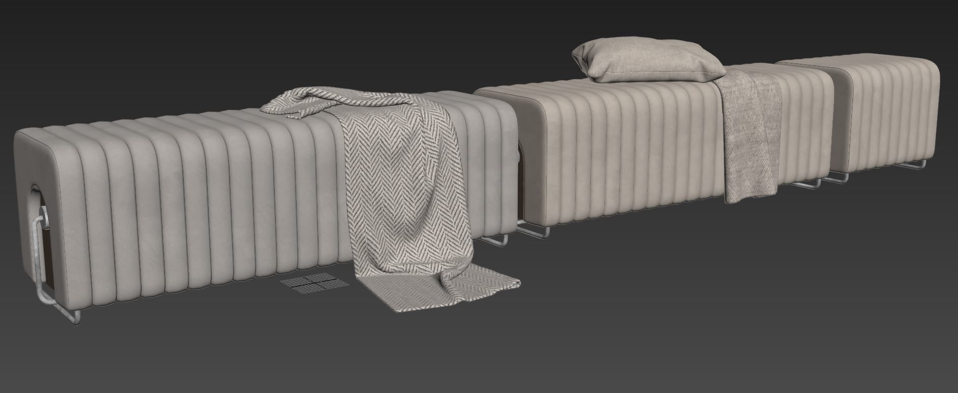 Rivers Bench and Ottoman By Mezzo Collection 3D model | CGTrader