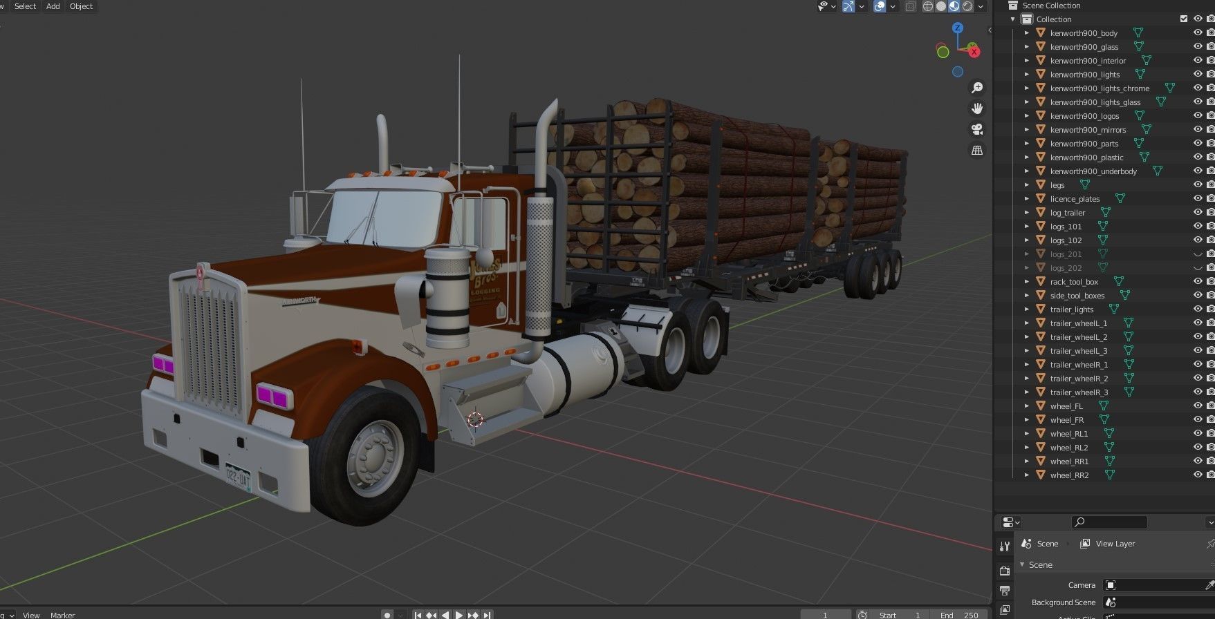 3D model Kenworth W900L logger VR / AR / low-poly | CGTrader