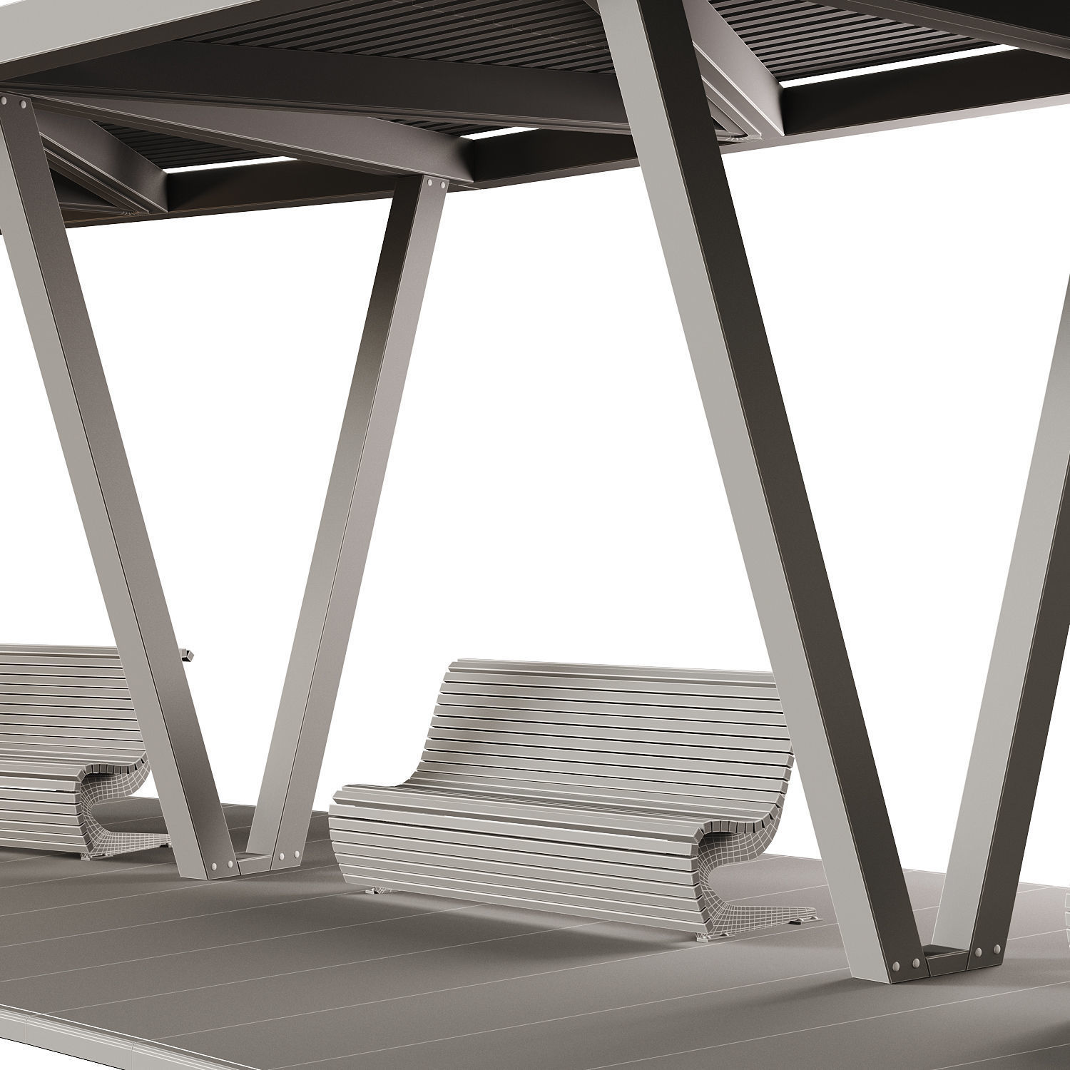 Pergola with swings benches 3D model | CGTrader