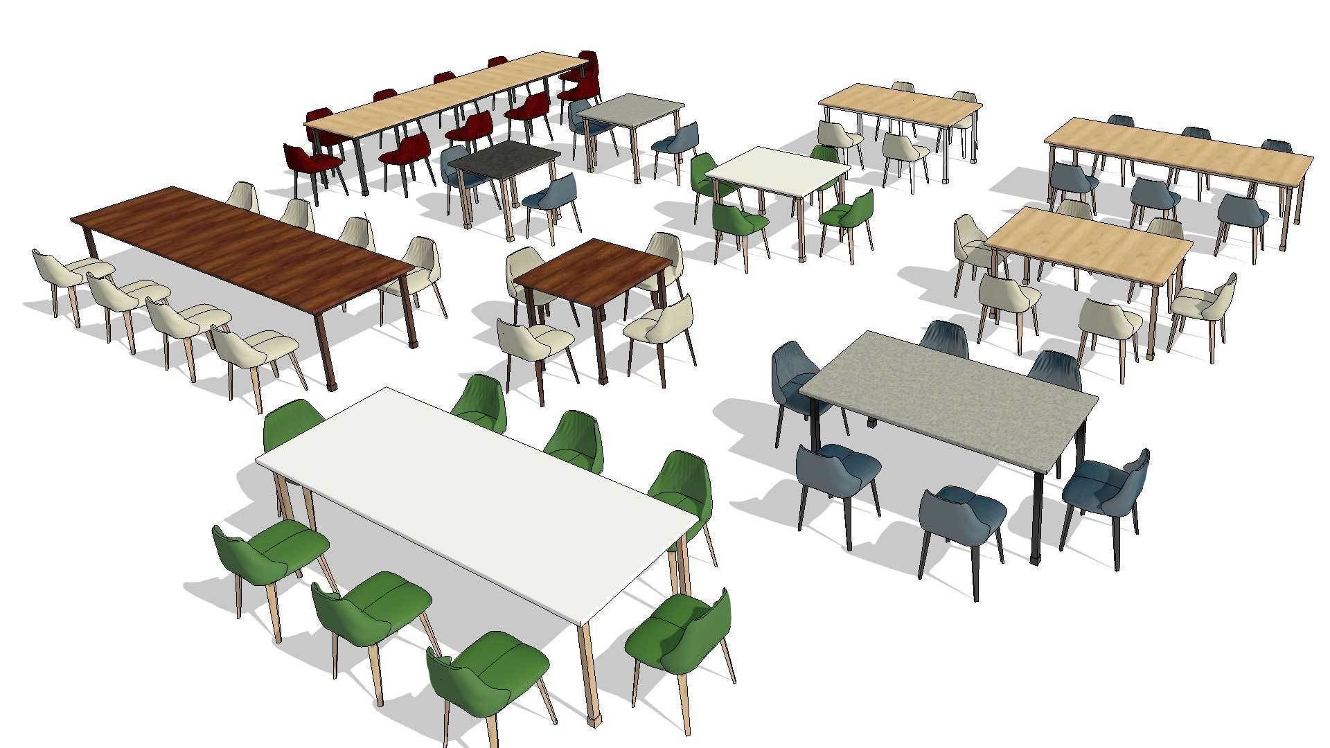 Parametric Revit Multiuse Table Chair Configuration Setup Family 3D