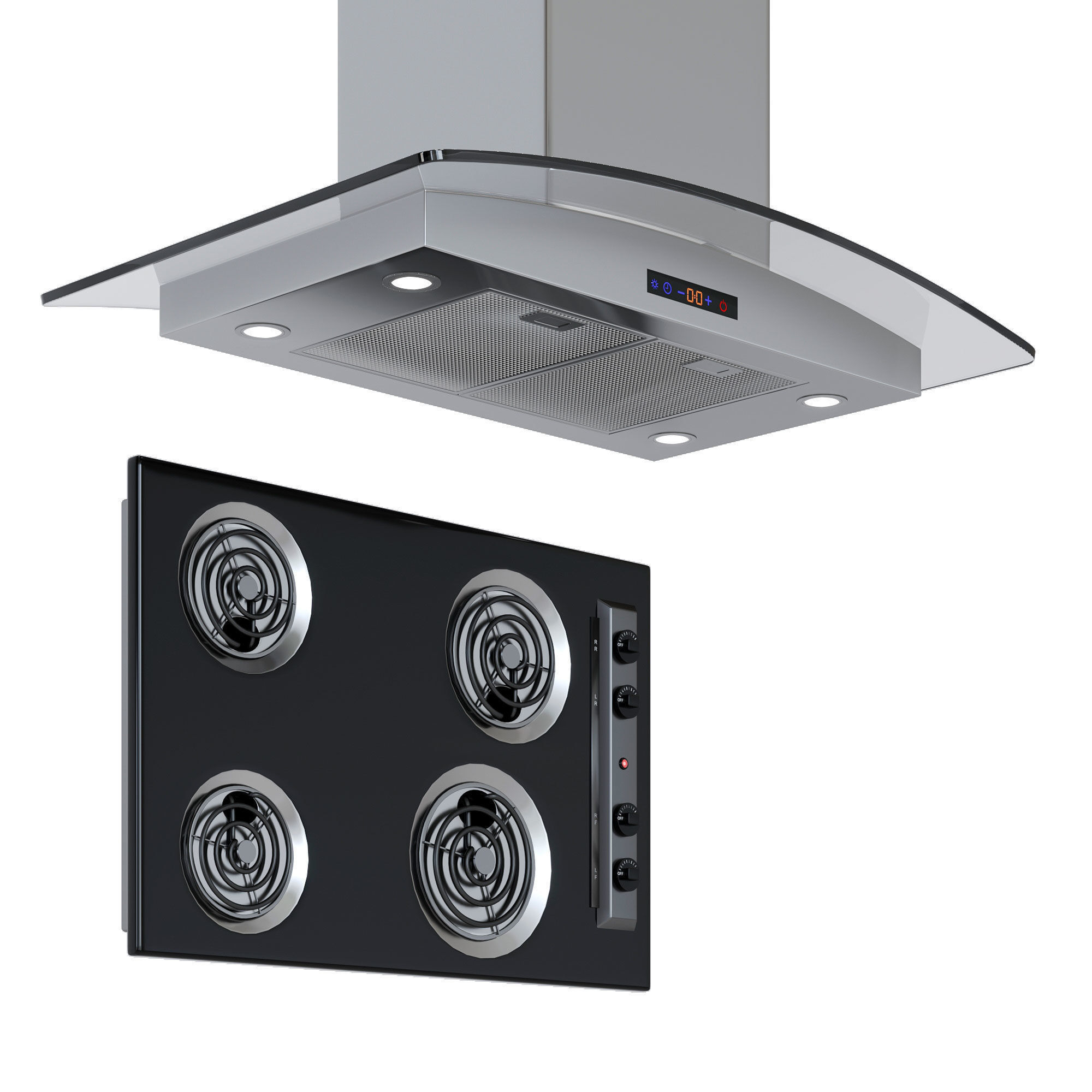 Electric Cooktop and Range Hood 3D model CGTrader