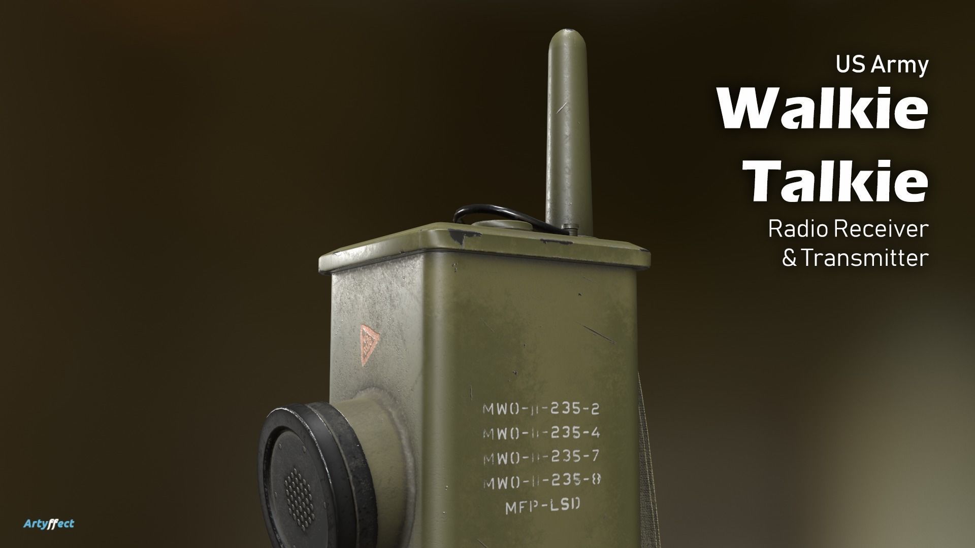 3D model WW2 Army Radio Walkie Talkie Gameready Textured VR / AR / low