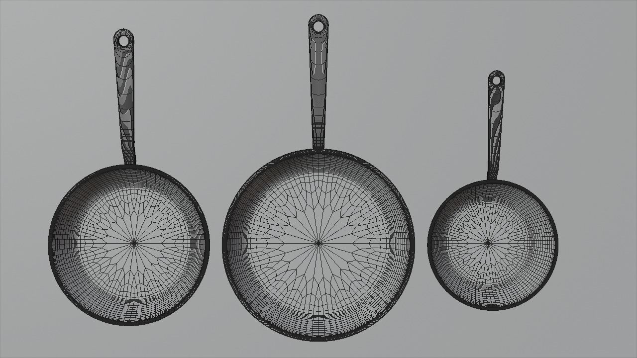 3D model Three frying pans VR / AR / lowpoly CGTrader