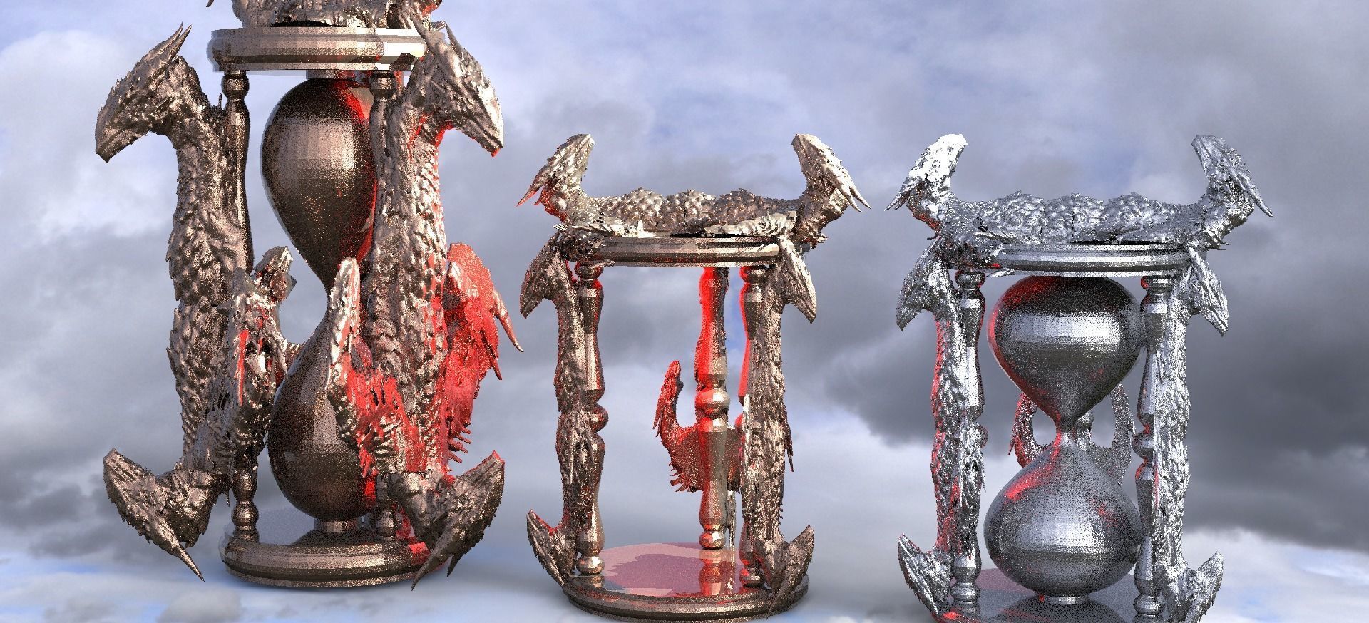 Dragon hourglass 3 versions 3D model | CGTrader