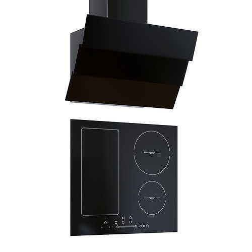 Induction Cooktop and Range Hood 3D model rigged CGTrader