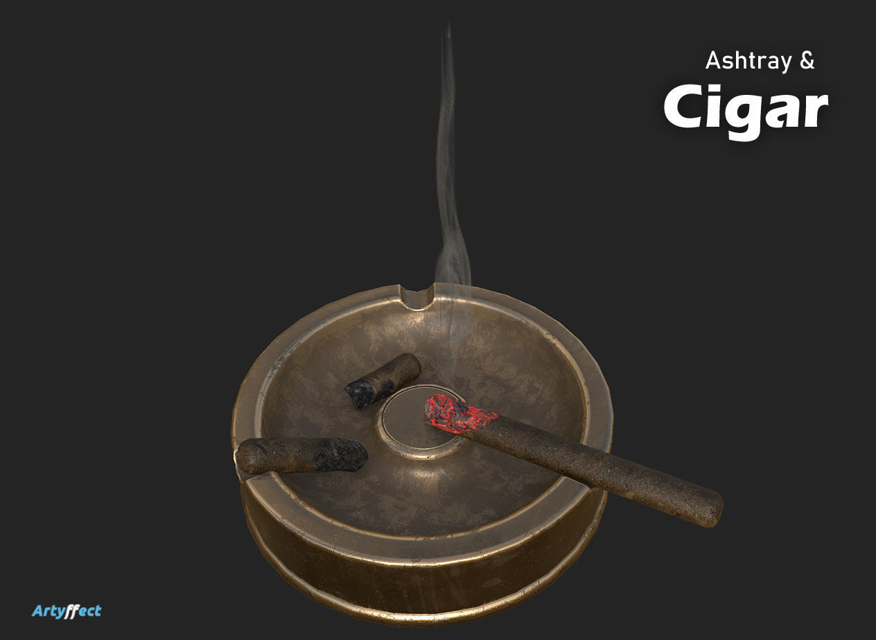 Ashtray And Cigar WW2 German Military Gameready free VR / AR / low