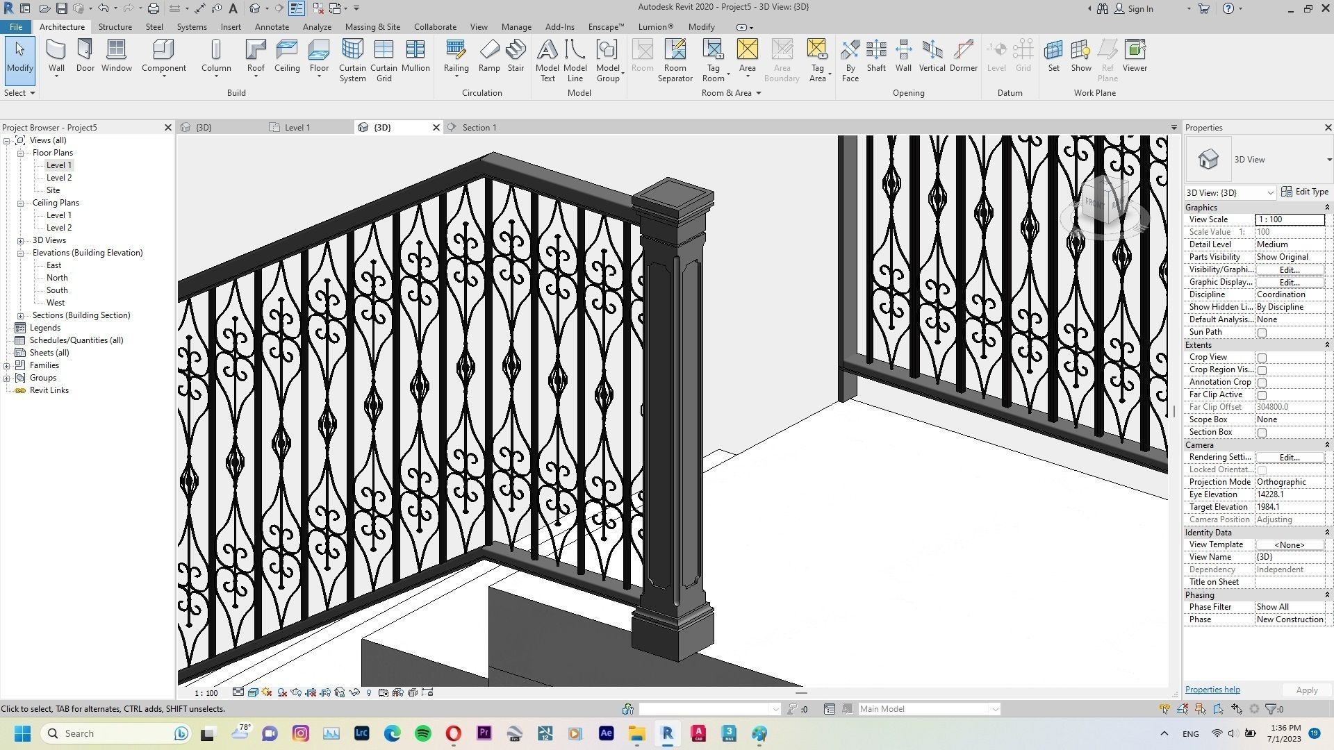 Classic Railing Revit Family type 005 3D model CGTrader
