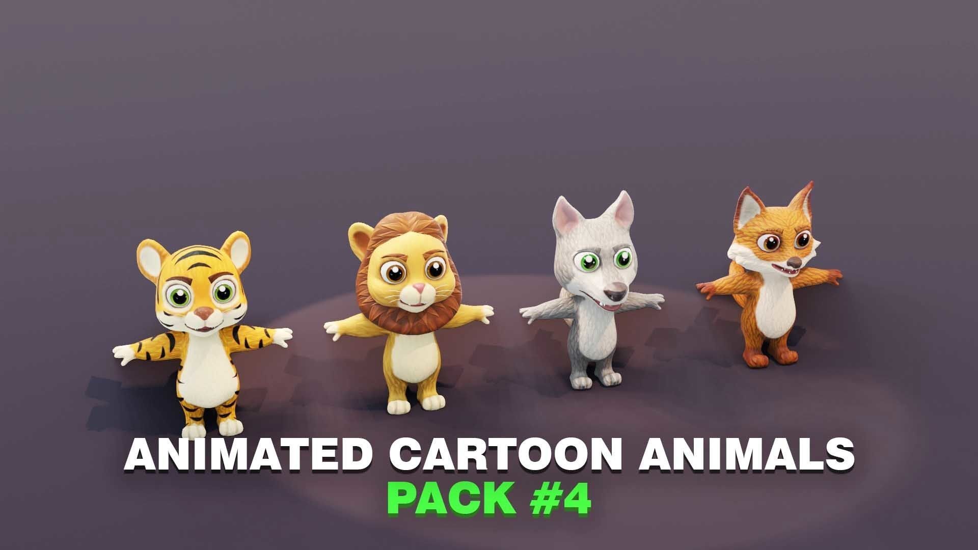 Animated Cartoon Animals 3D Models Collection 04 VR / AR / lowpoly CGTrader