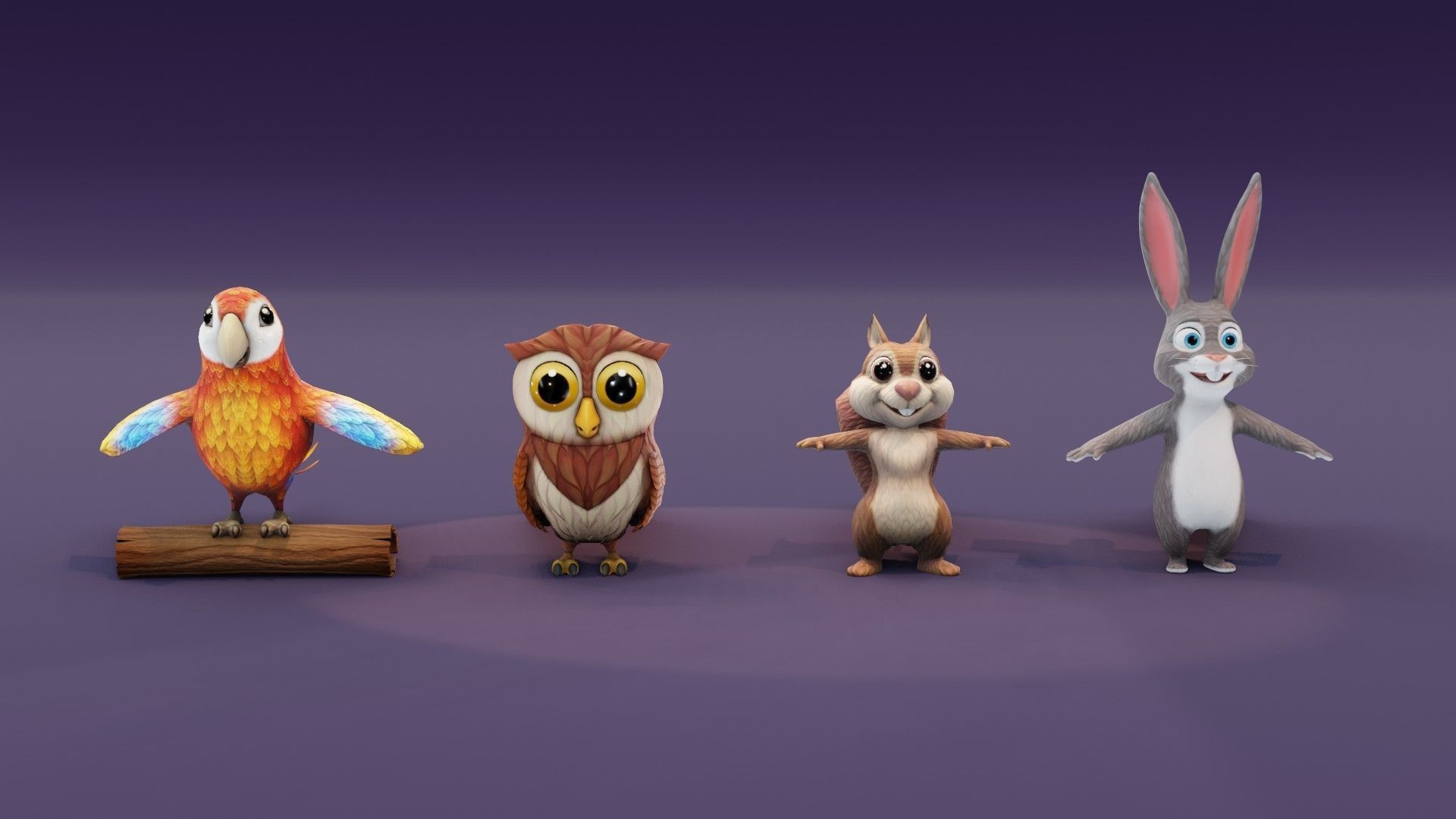 Animated Cartoon Animals 3D Models Collection 06 VR / AR / lowpoly CGTrader