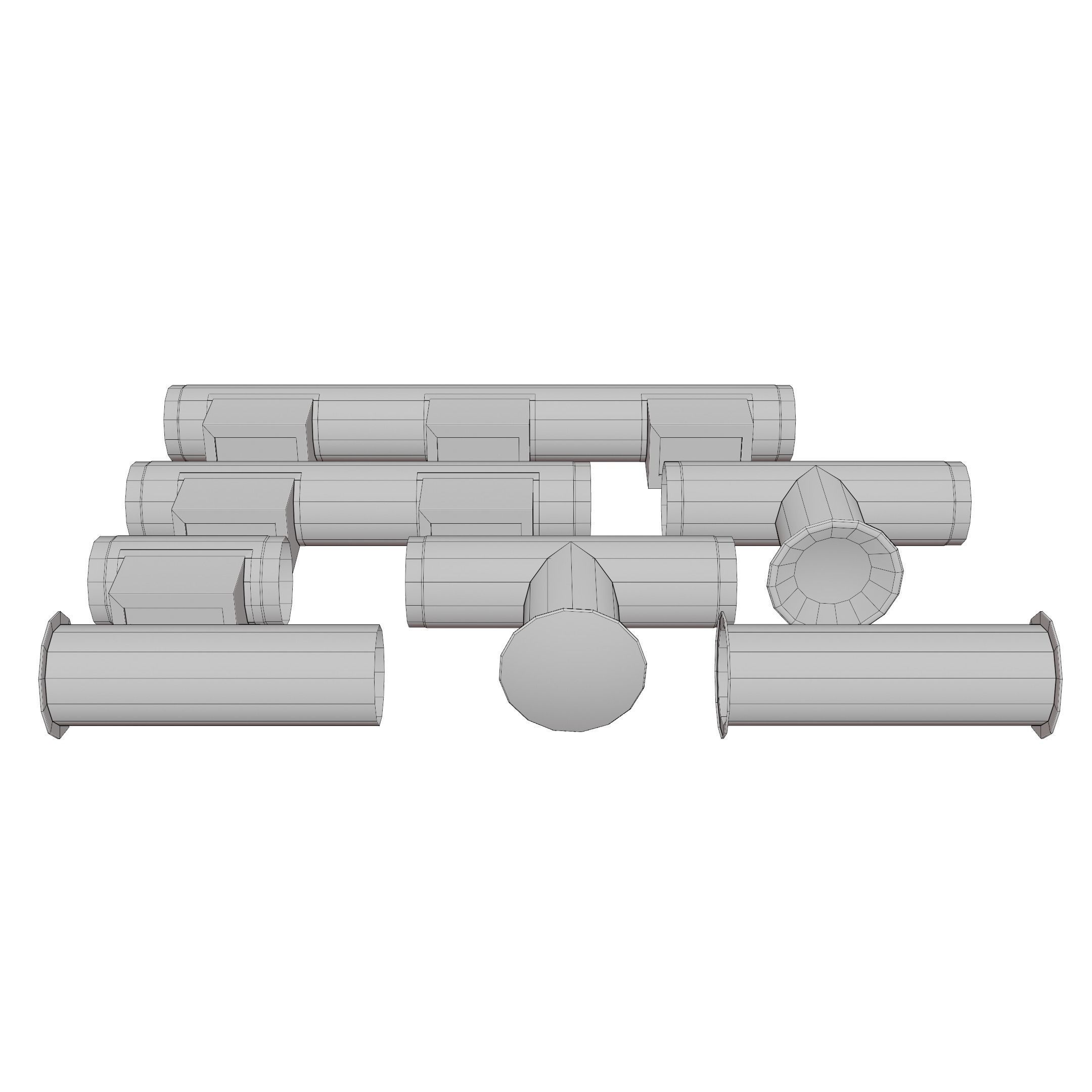 3D model Round HVAC Ducting Pack VR / AR / lowpoly CGTrader